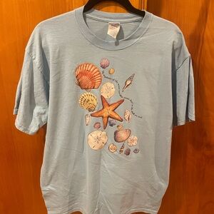 Jerzees Light Blue Heavyweight Blend Coastal Sea Shell T-Shirt